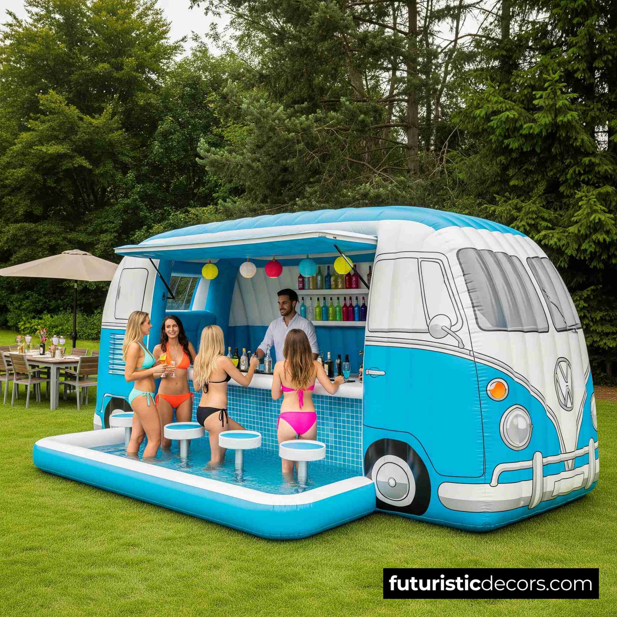 Inflatable VW Bus Pool Bar