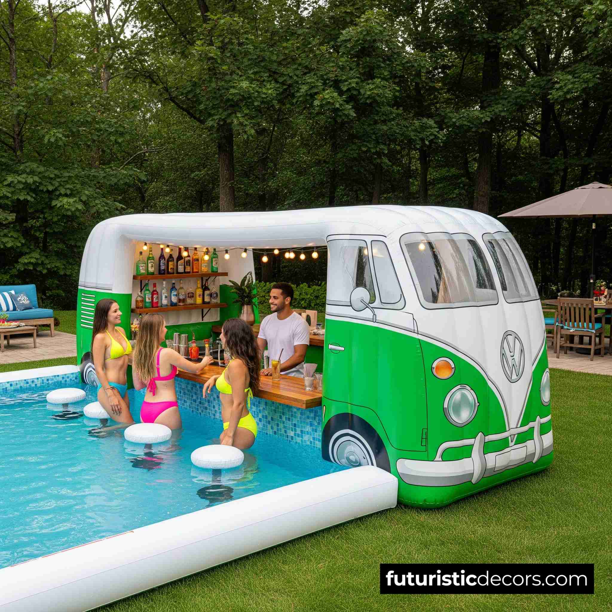 Inflatable VW Bus Pool Bar