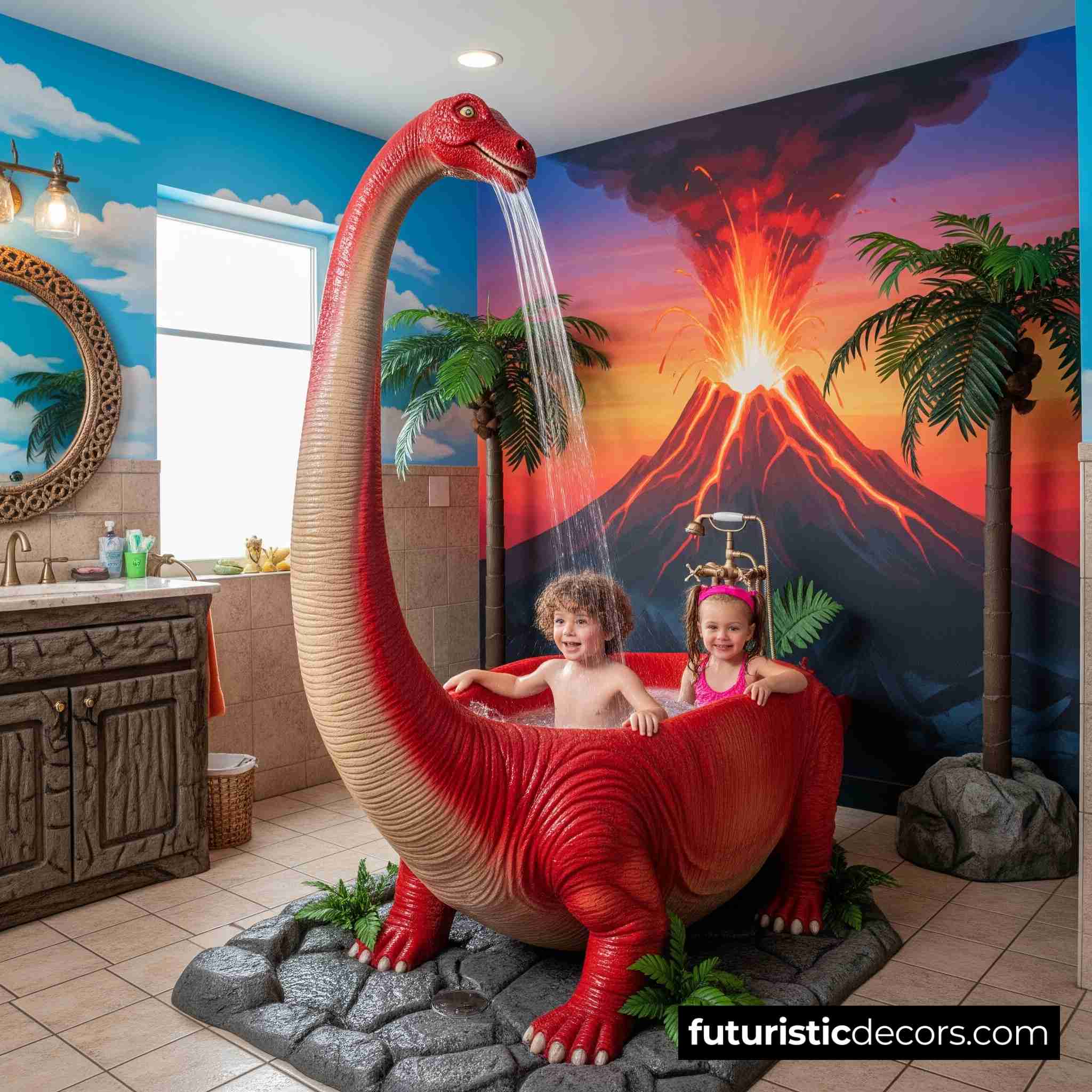 Dinosaur-Shaped Bathtubs