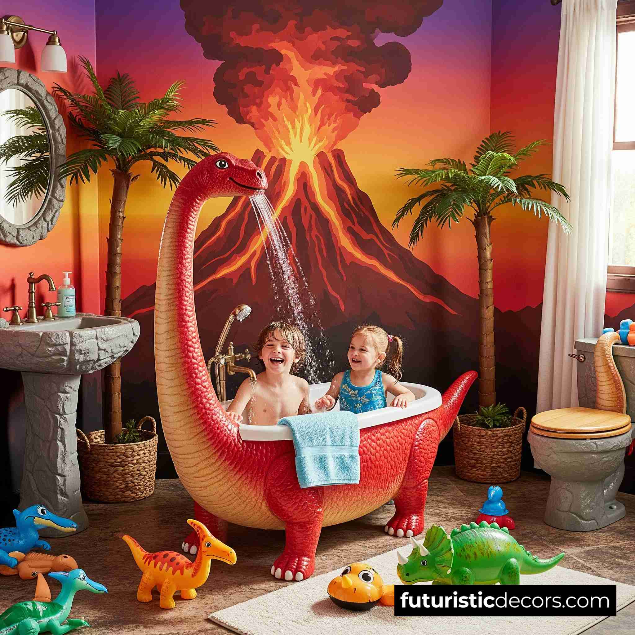 Dinosaur-Shaped Bathtubs