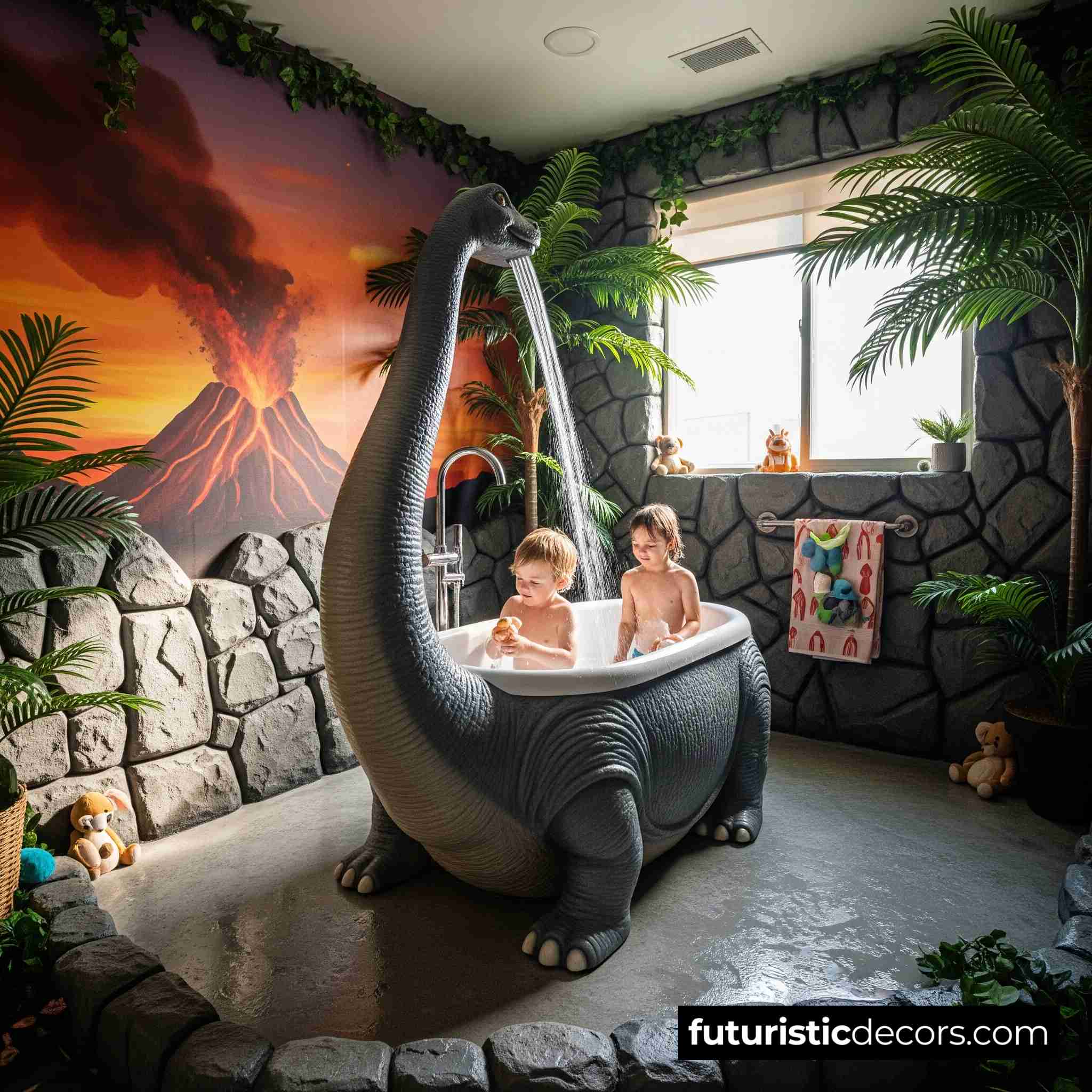 Dinosaur-Shaped Bathtubs