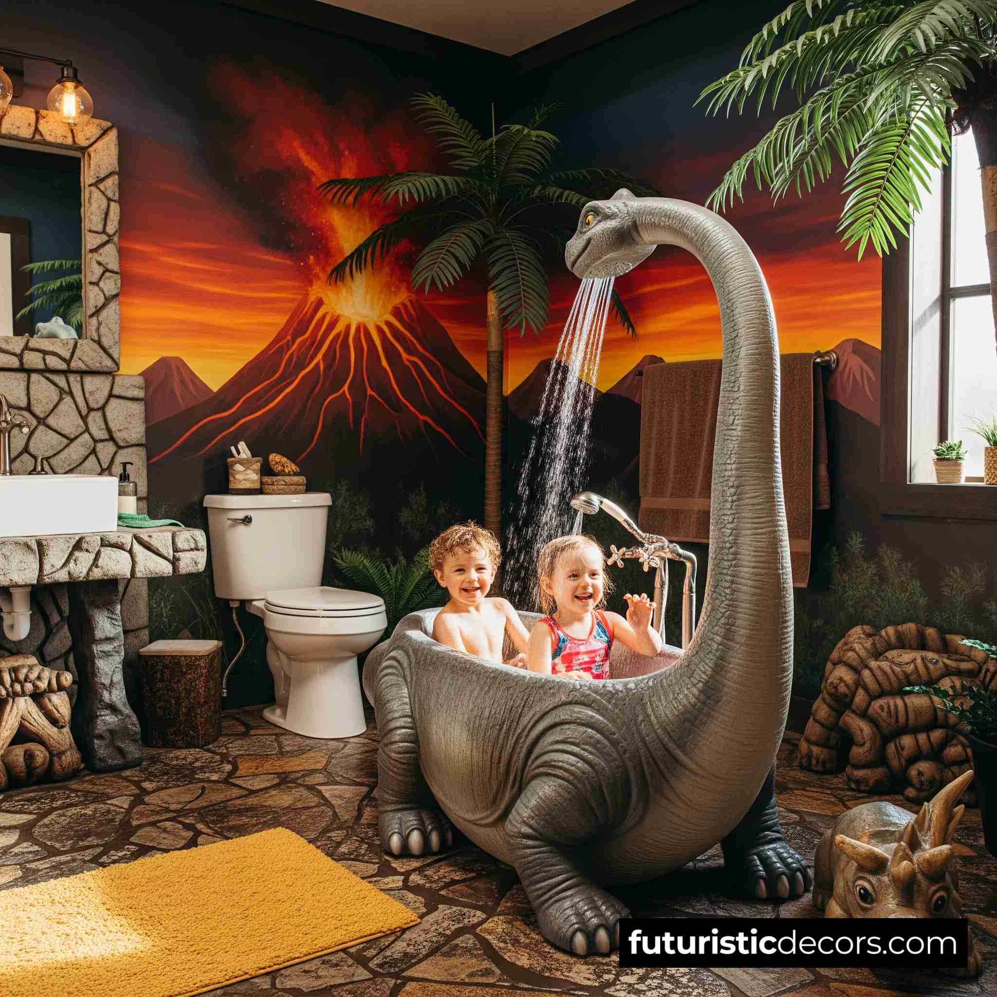 Dinosaur-Shaped Bathtubs
