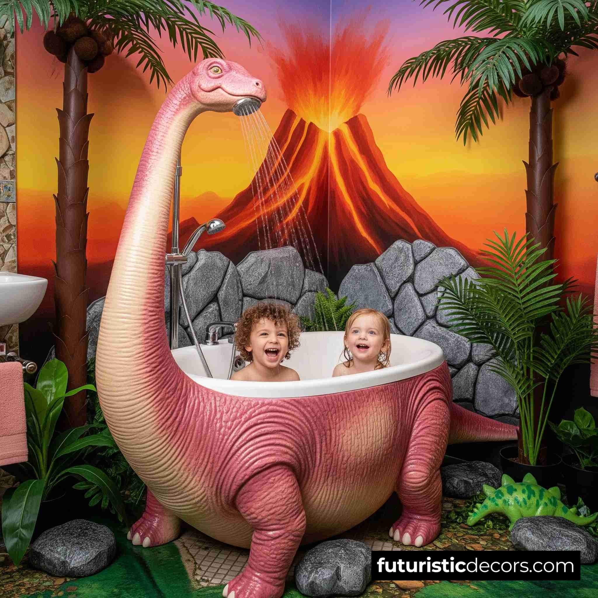 Dinosaur-Shaped Bathtubs