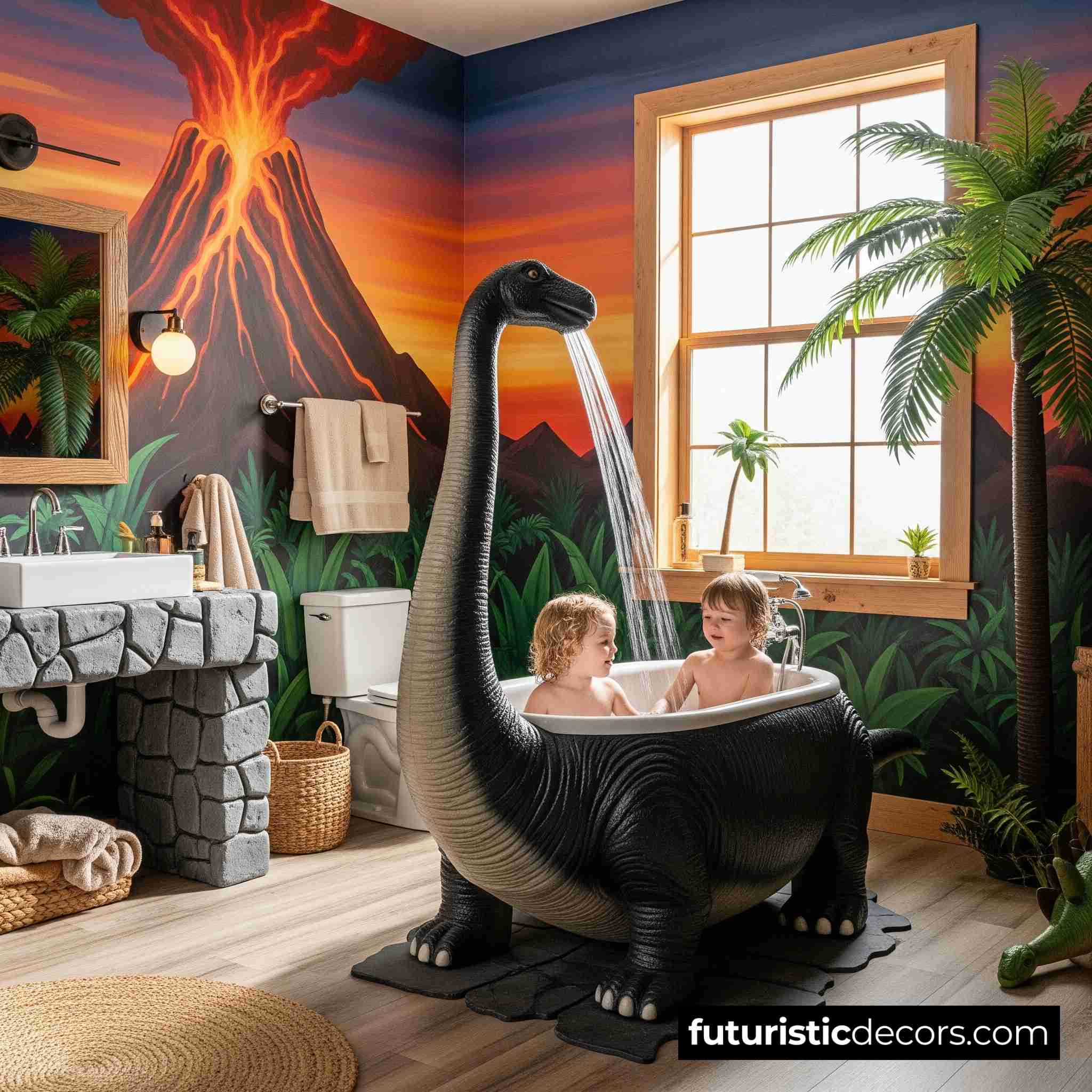 Dinosaur-Shaped Bathtubs