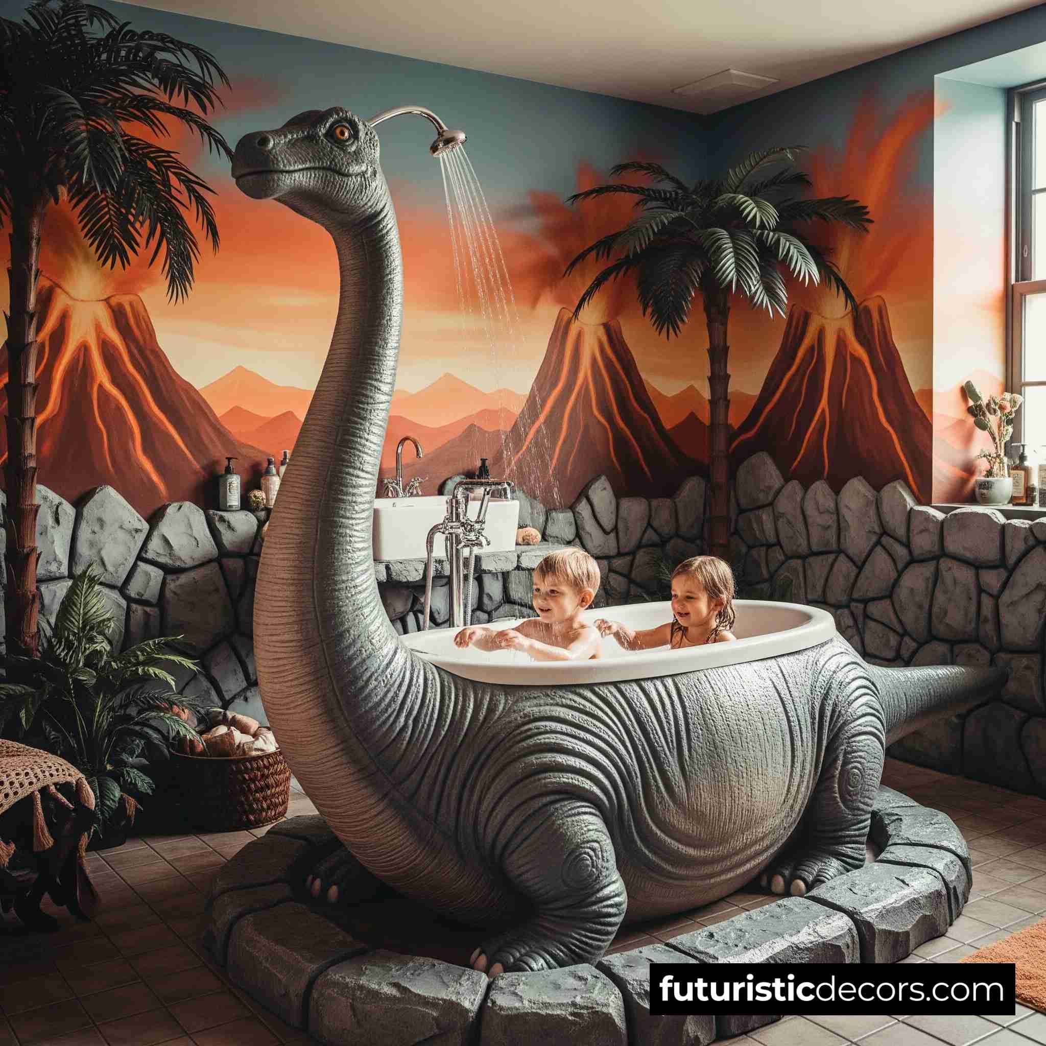 Dinosaur-Shaped Bathtubs