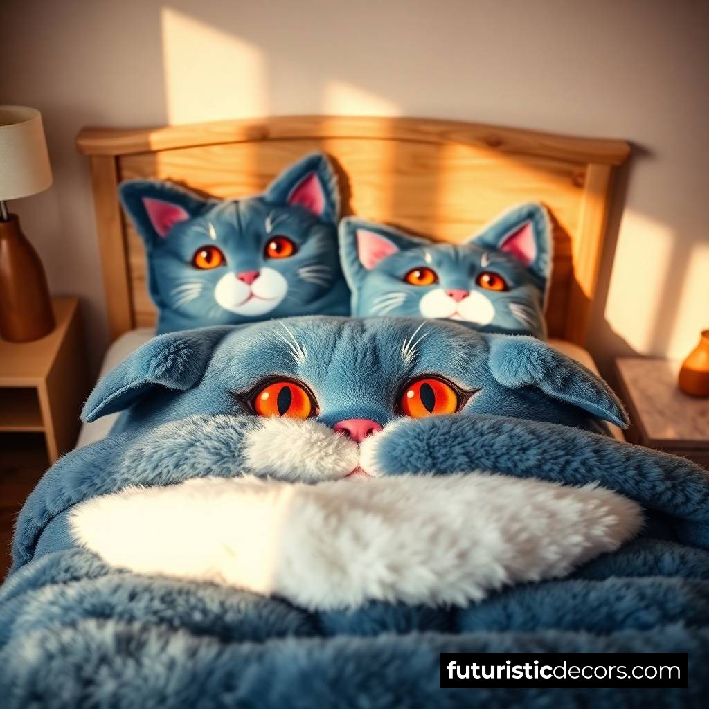Fluffy Cat themed Bedding Sets