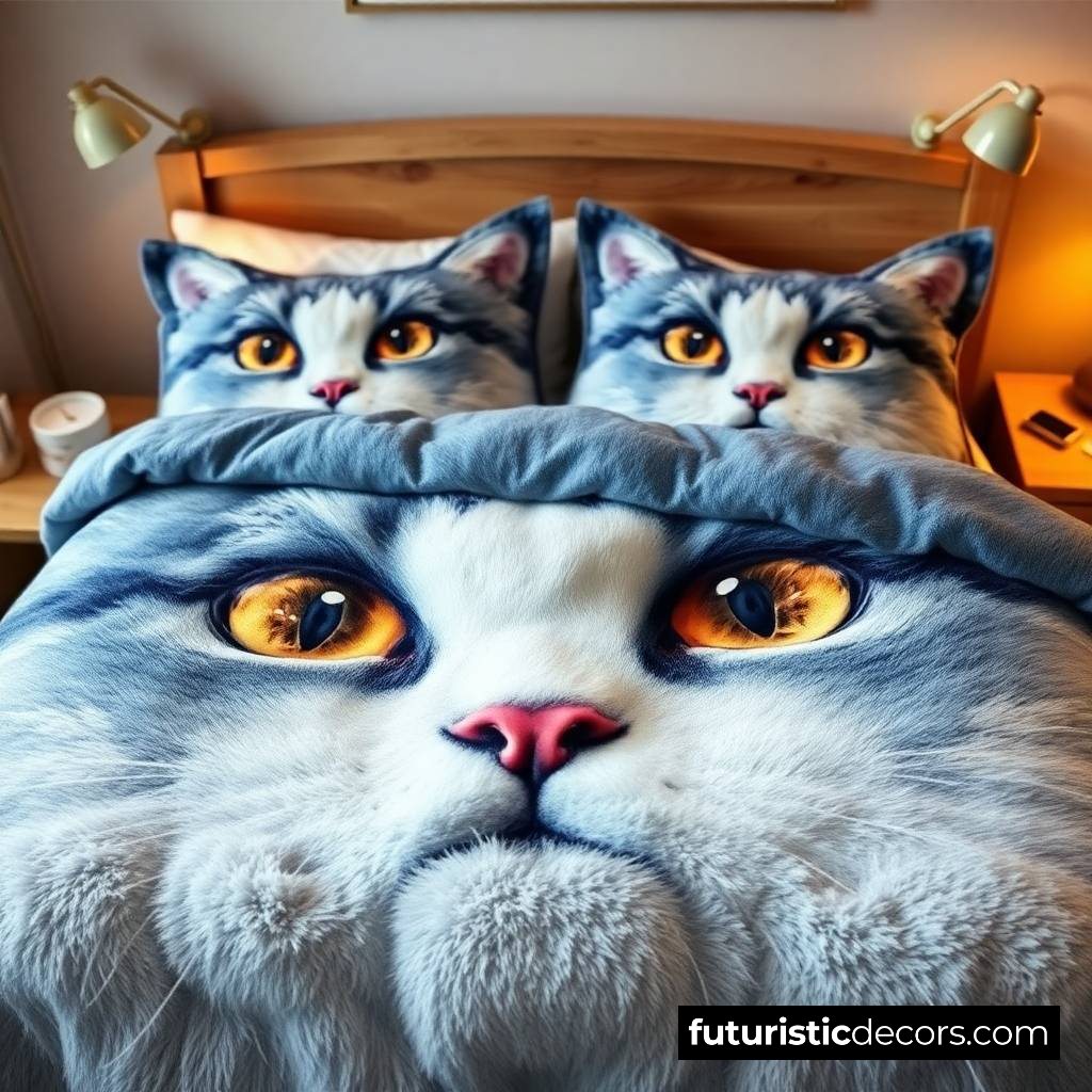 Fluffy Cat themed Bedding Sets