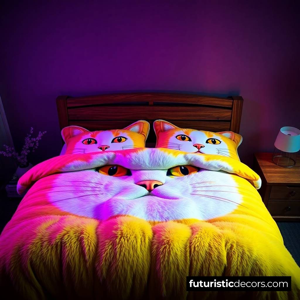 Fluffy Cat themed Bedding Sets