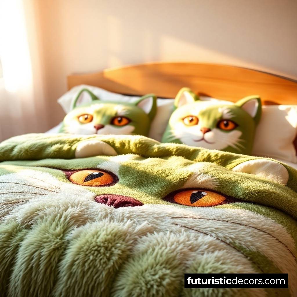 Fluffy Cat themed Bedding Sets