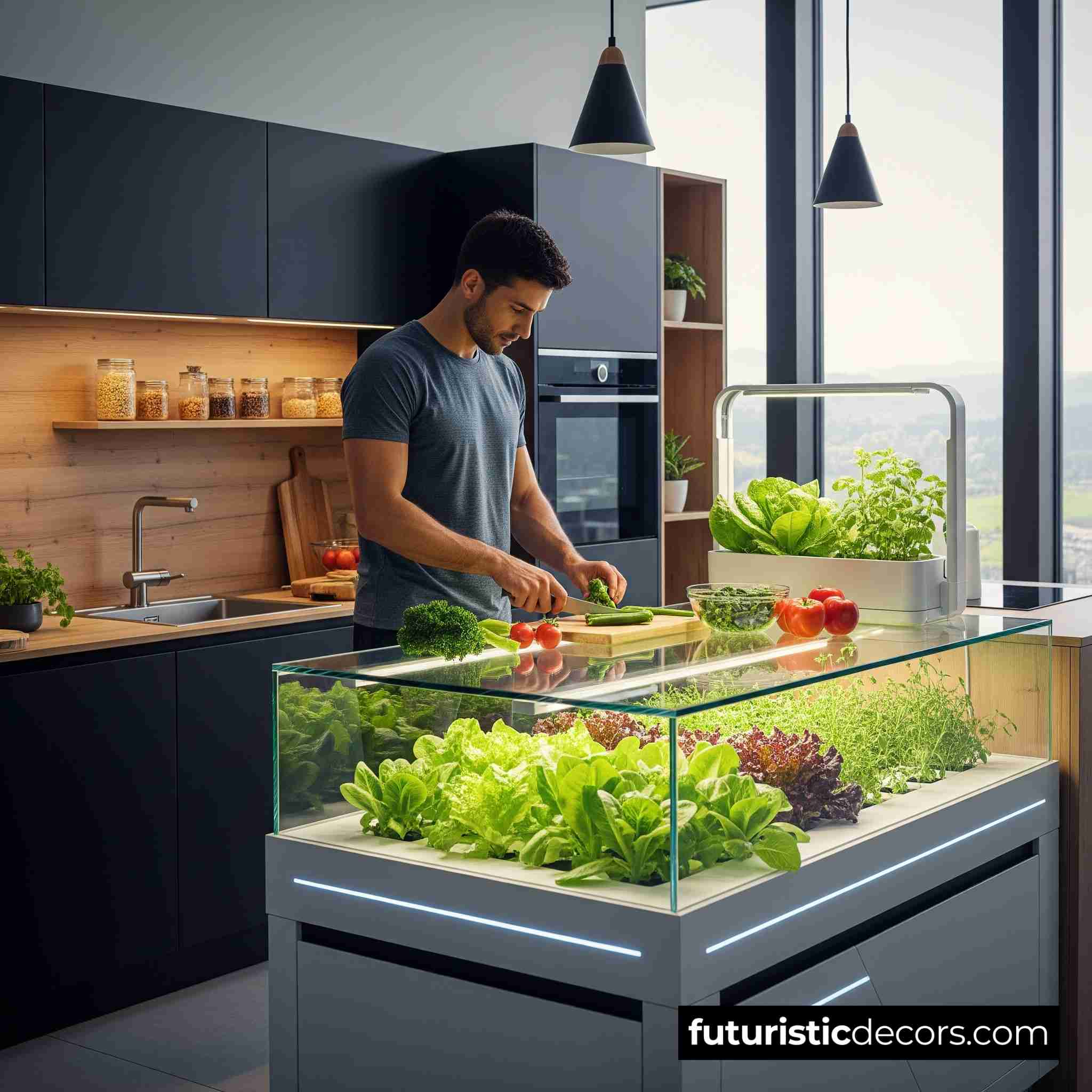 Kitchen Islands with Hydroponic Garden