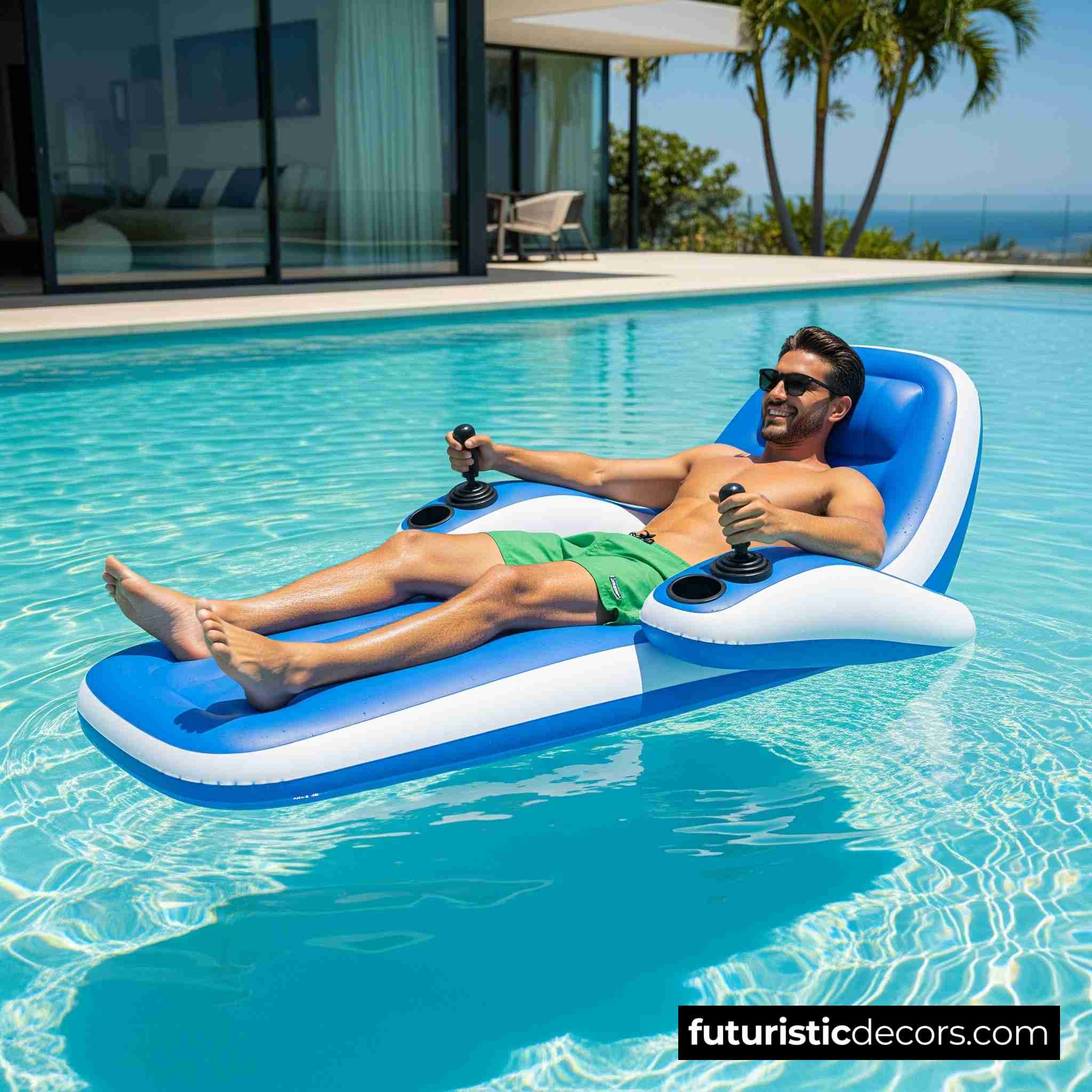 A motorized pool lounger