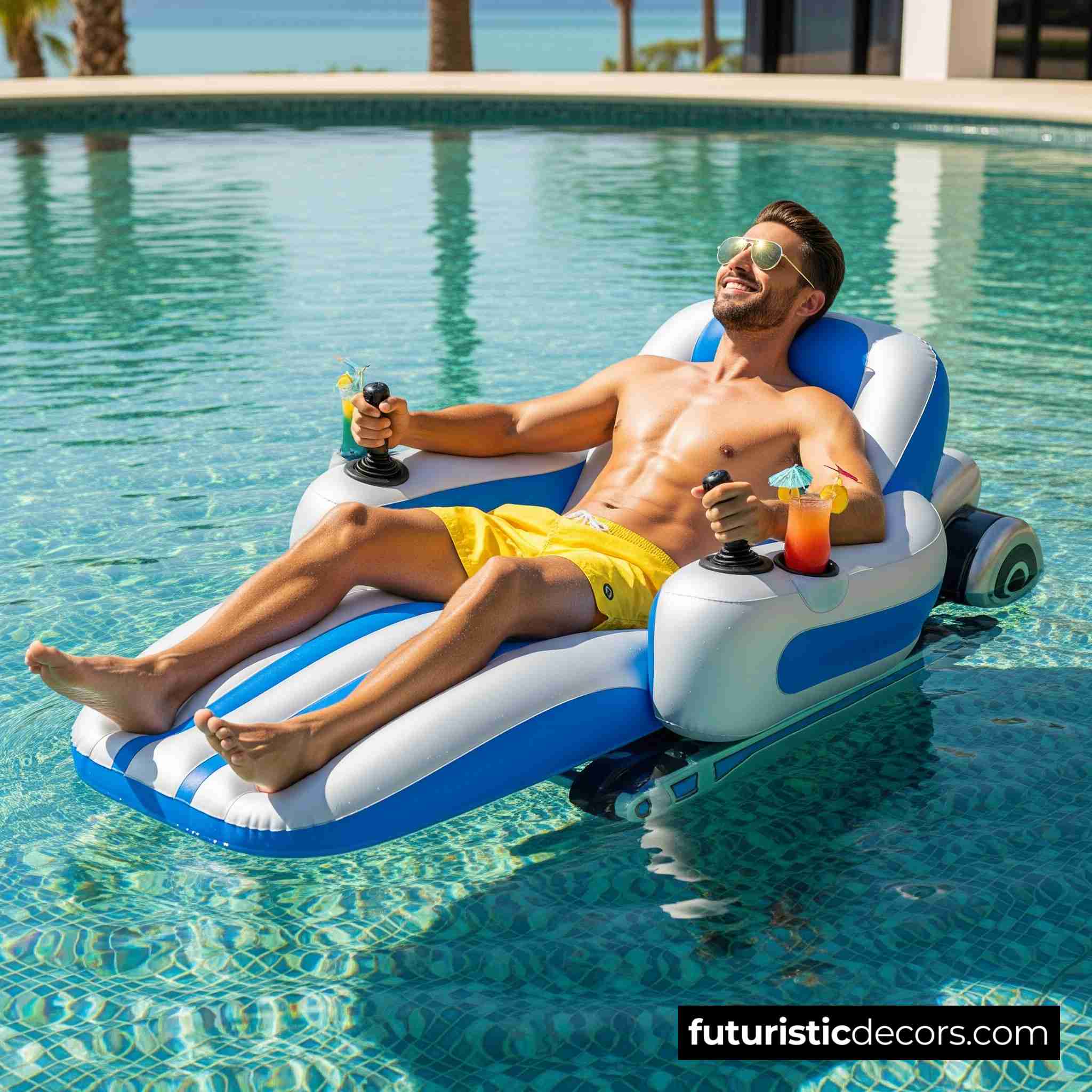 A motorized pool lounger