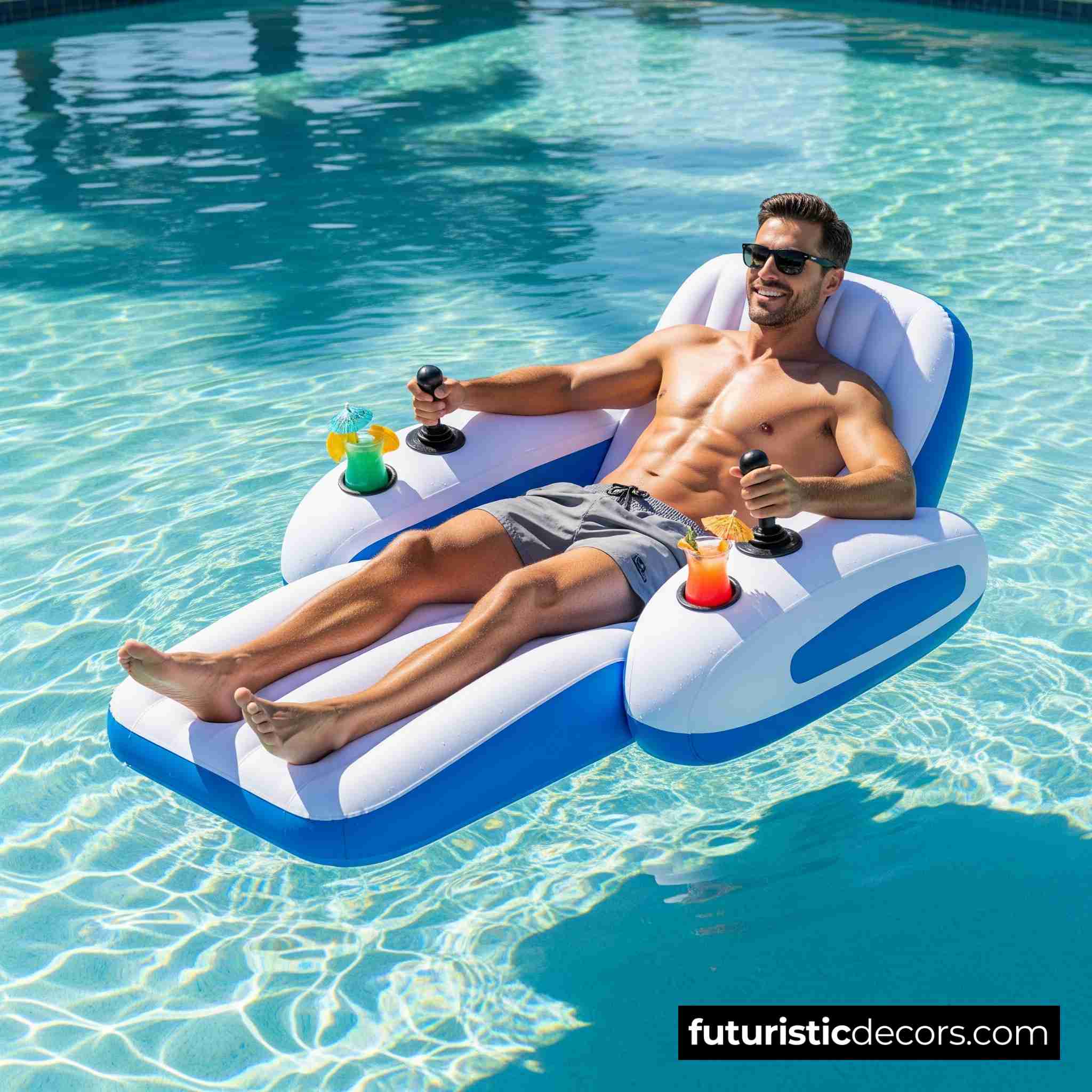 A motorized pool lounger