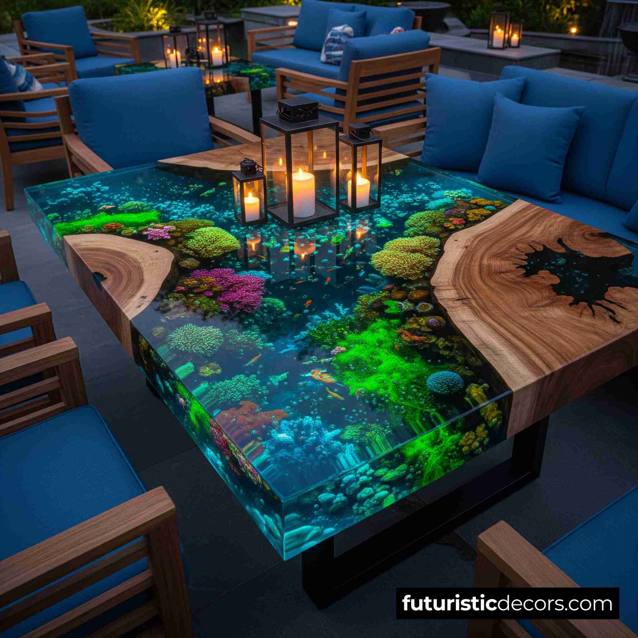 Epoxy Scene Patio Tables