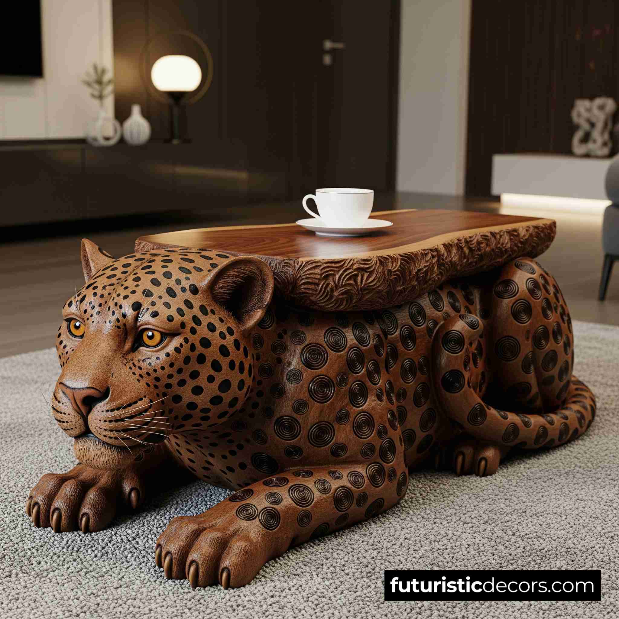 Wooden Leopard Coffee Table