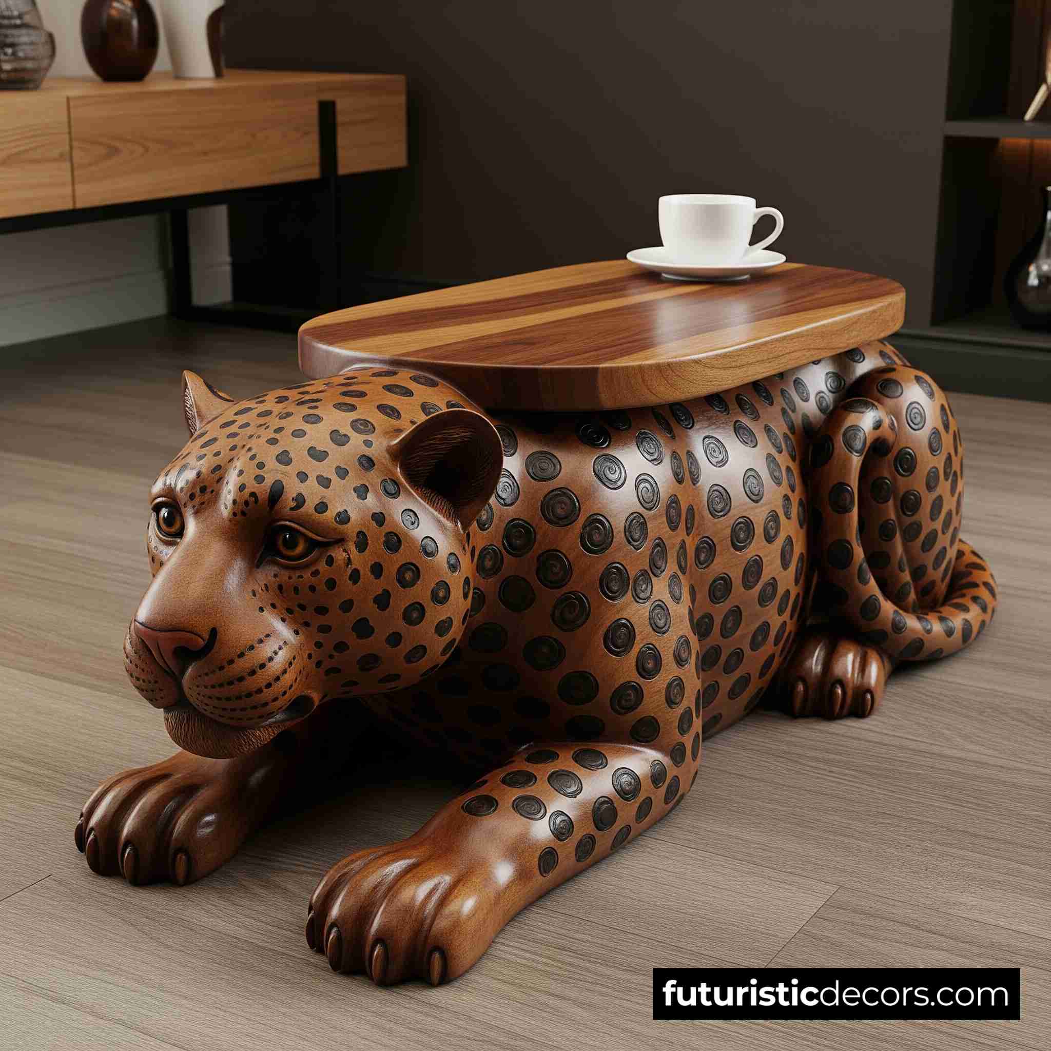 Wooden Leopard Coffee Table