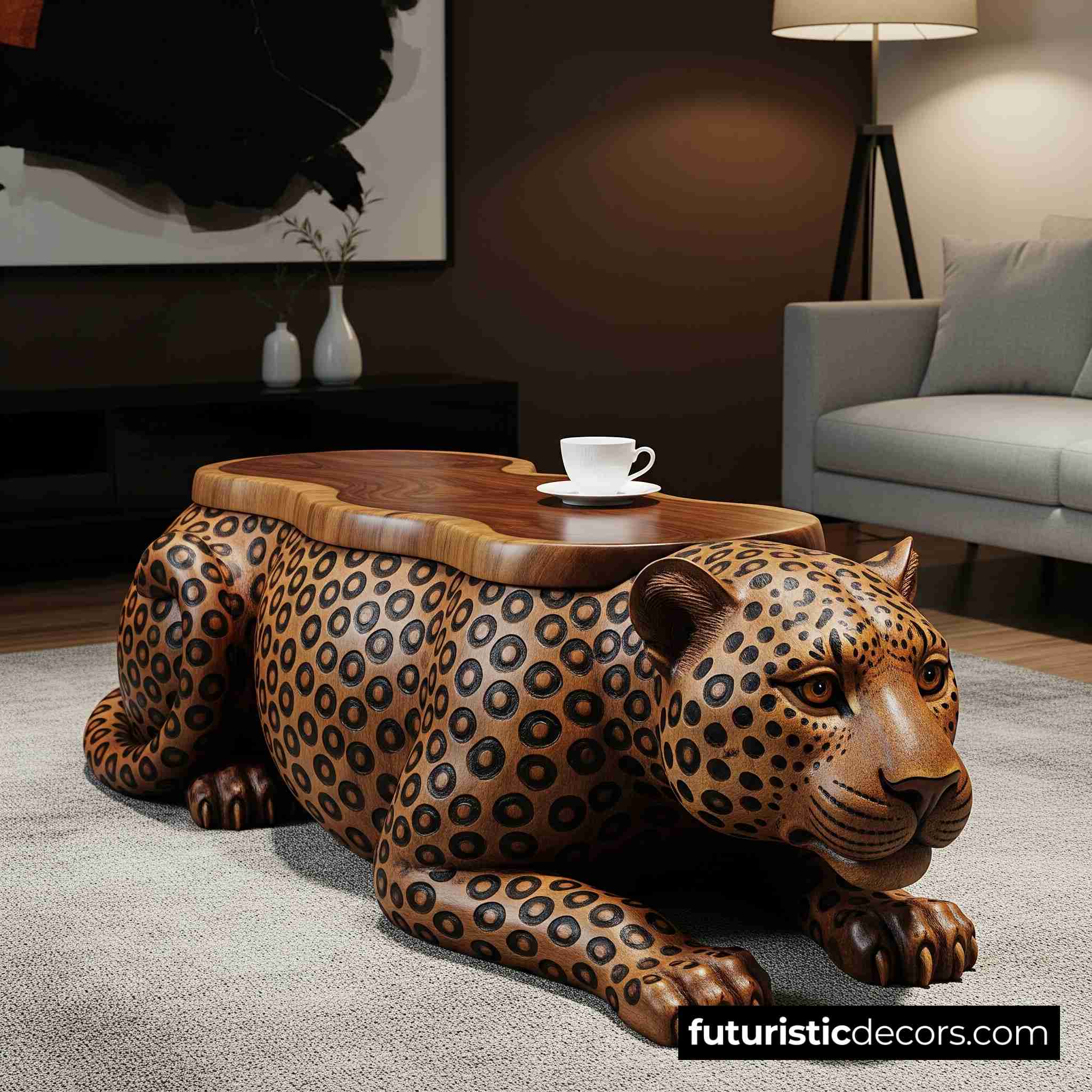 Wooden Leopard Coffee Table