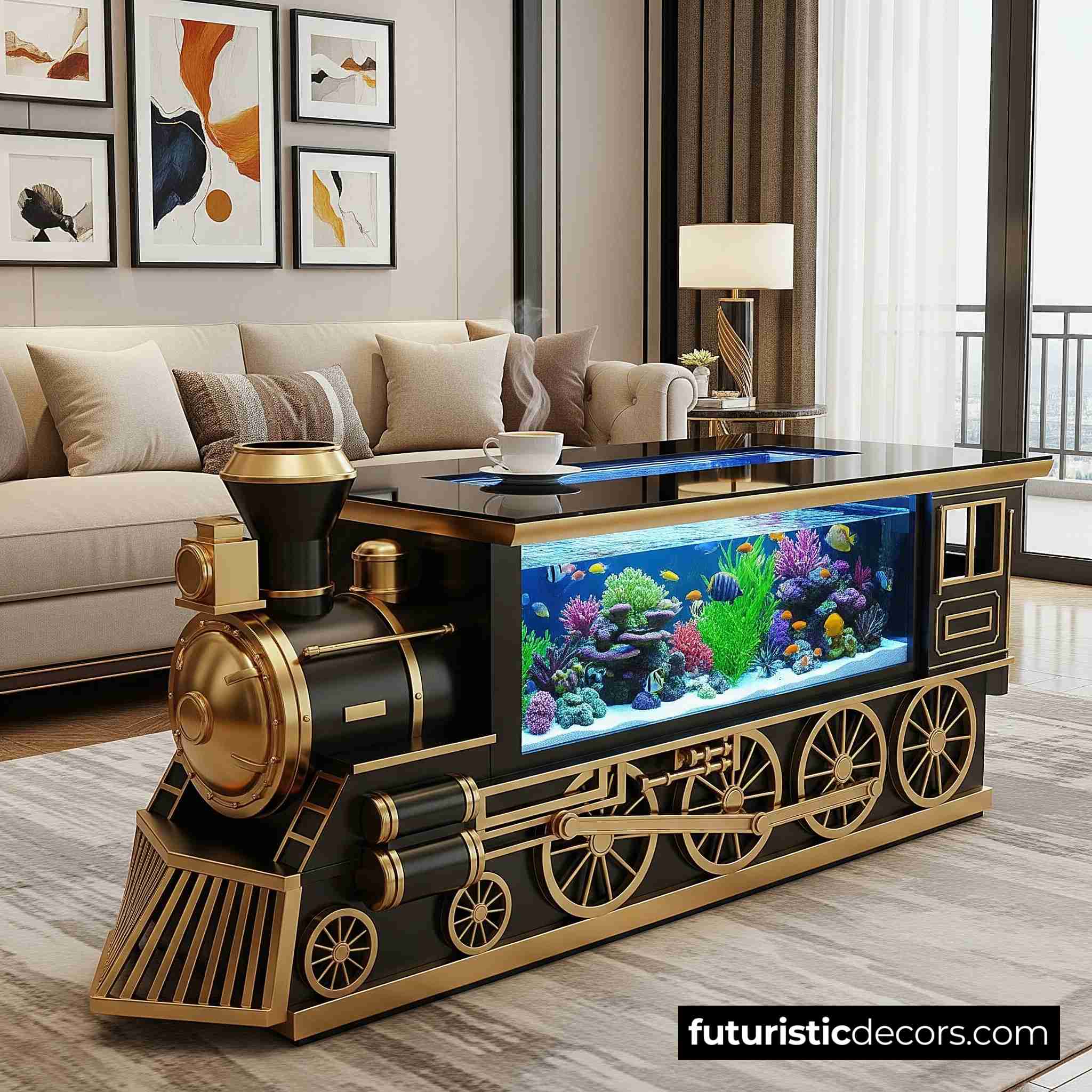 Train Aquarium Coffee Table