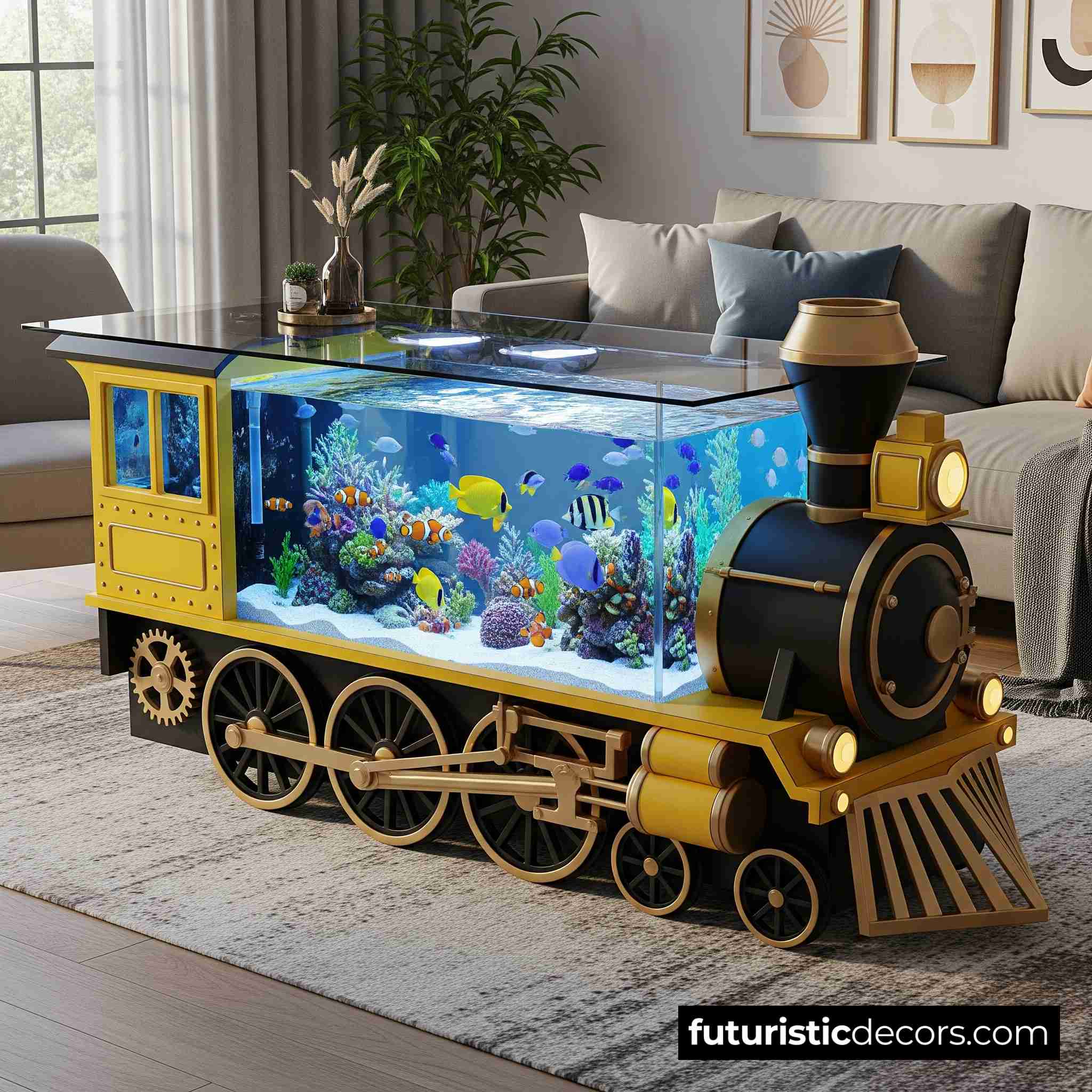 Train Aquarium Coffee Tables
