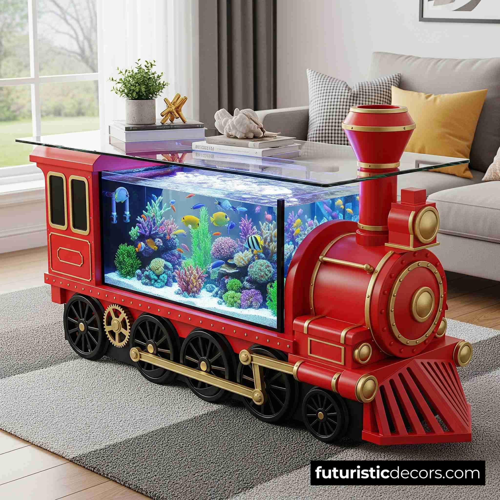 Train Aquarium Coffee Tables
