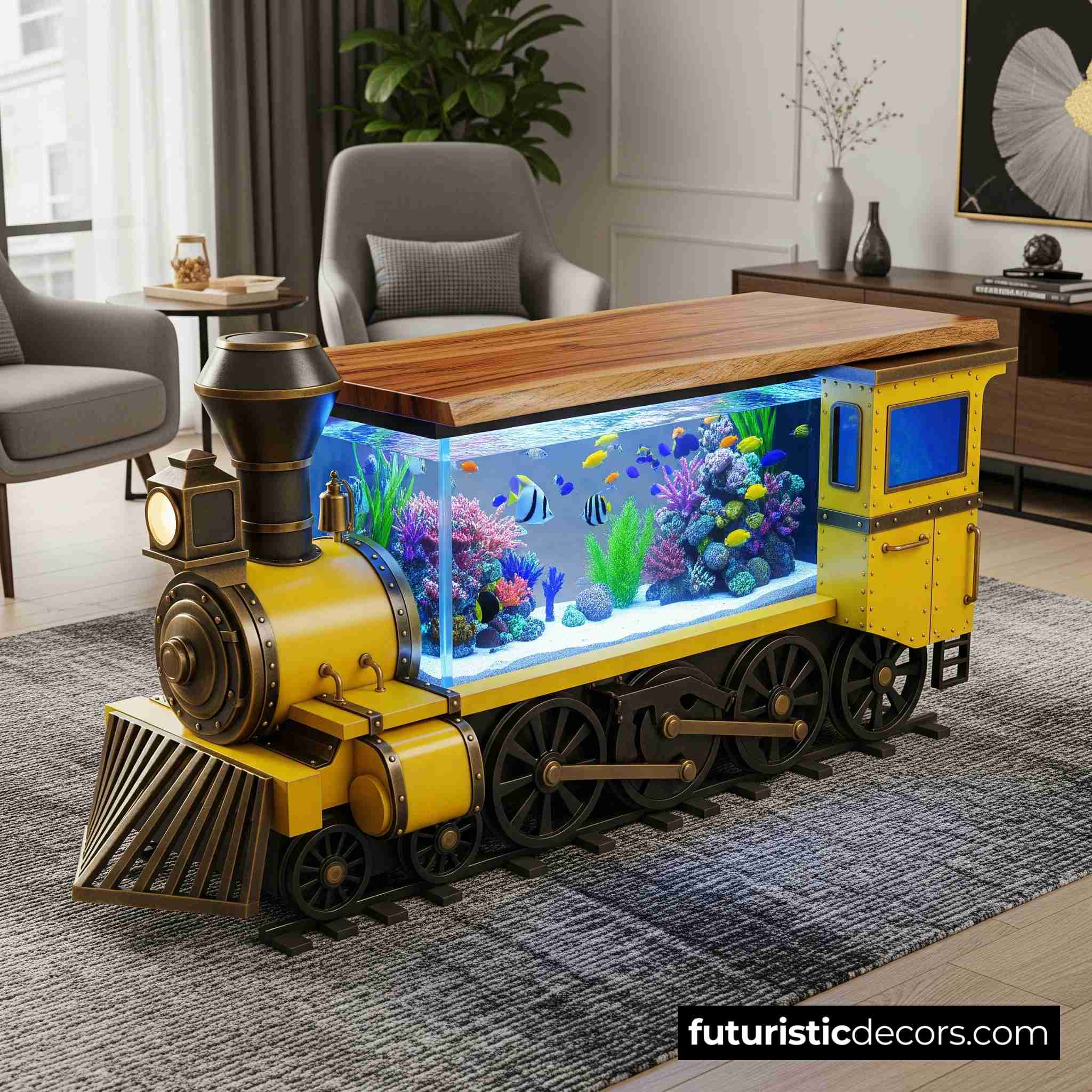 Train Aquarium Coffee Tables