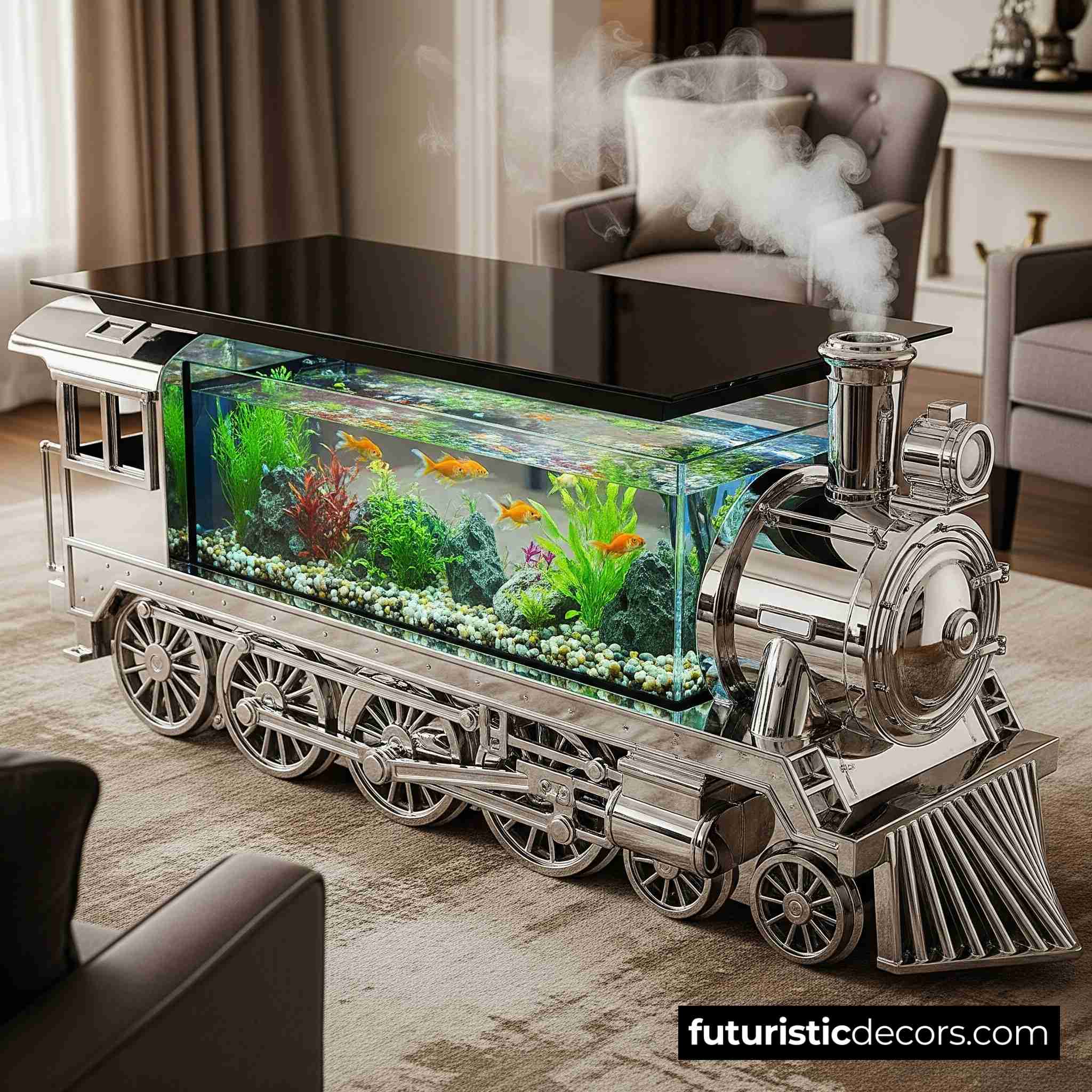 Train Aquarium Coffee Tables