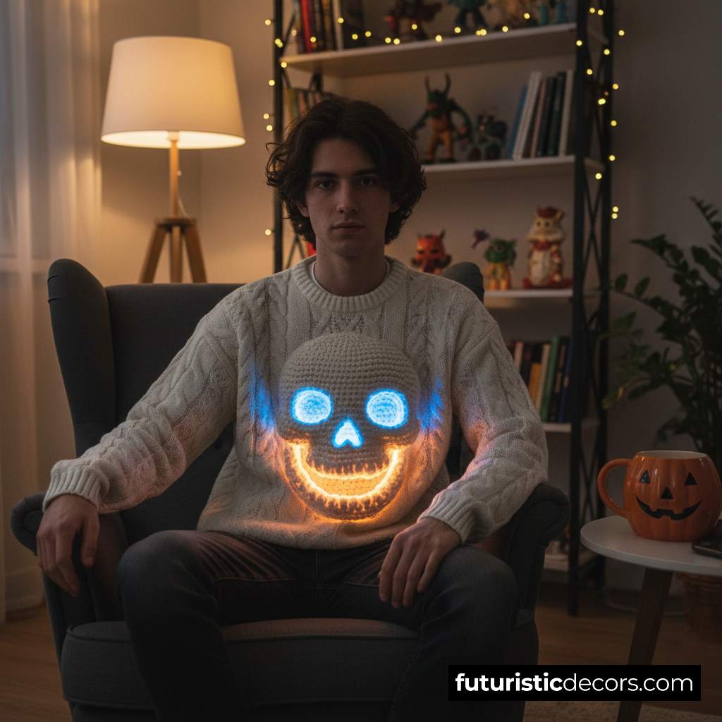 3D Crochet Skull Sweater