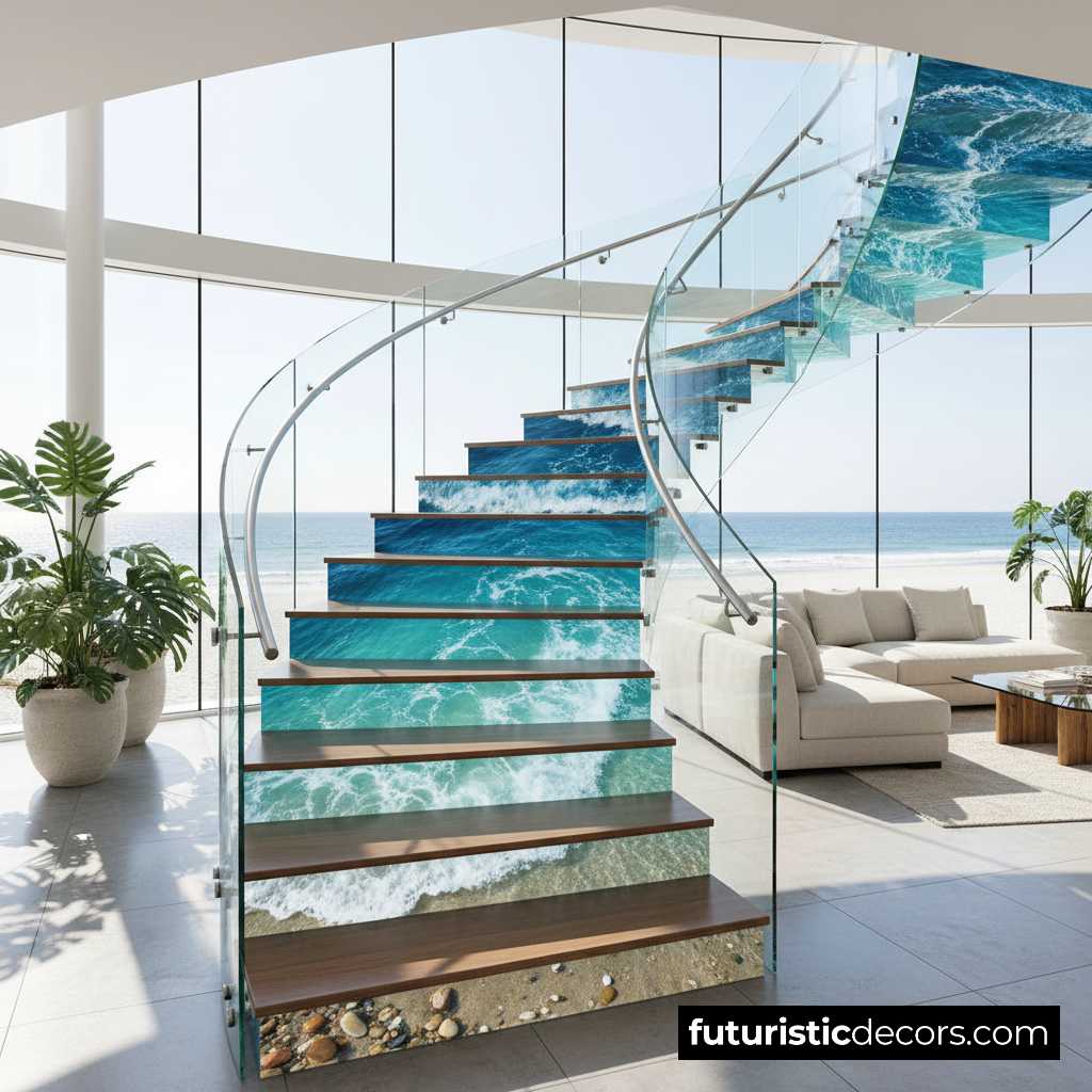 active scene beach stairs