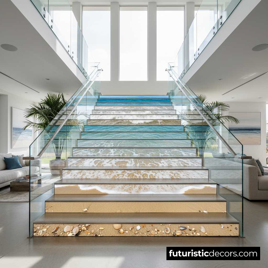 active scene beach stairs