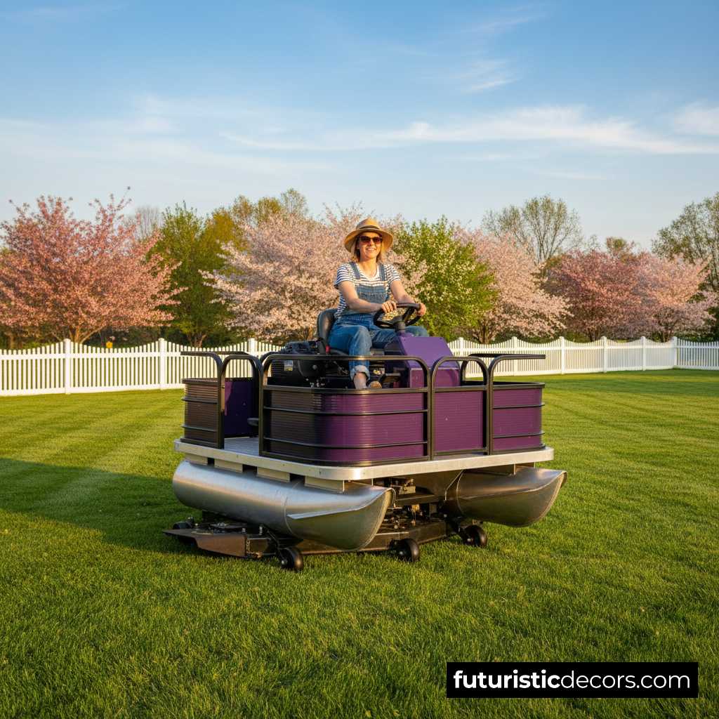 pontoon boat riding lawn mowers