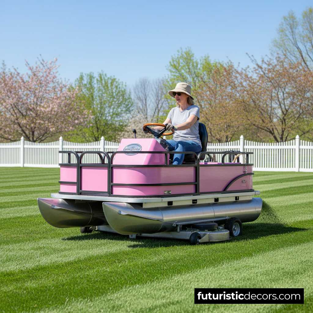 pontoon boat riding lawn mowers