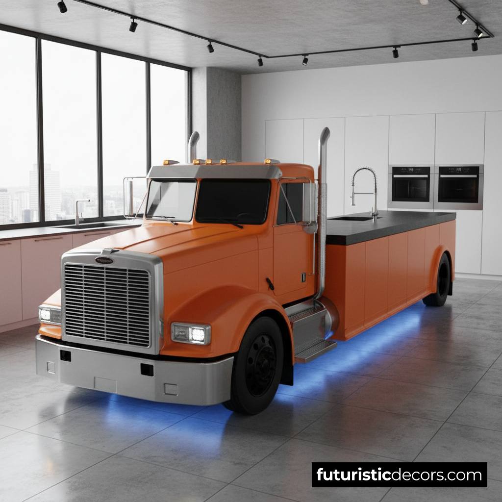 Semi truck kitchen island