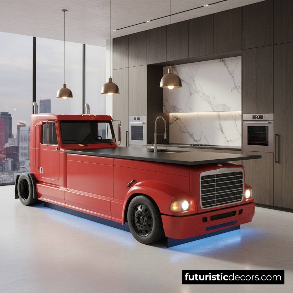 Semi truck kitchen island