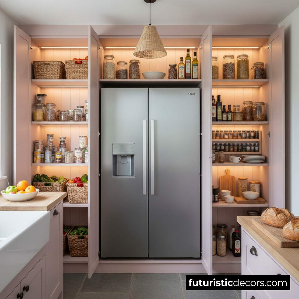 wrap around refrigerator pantry