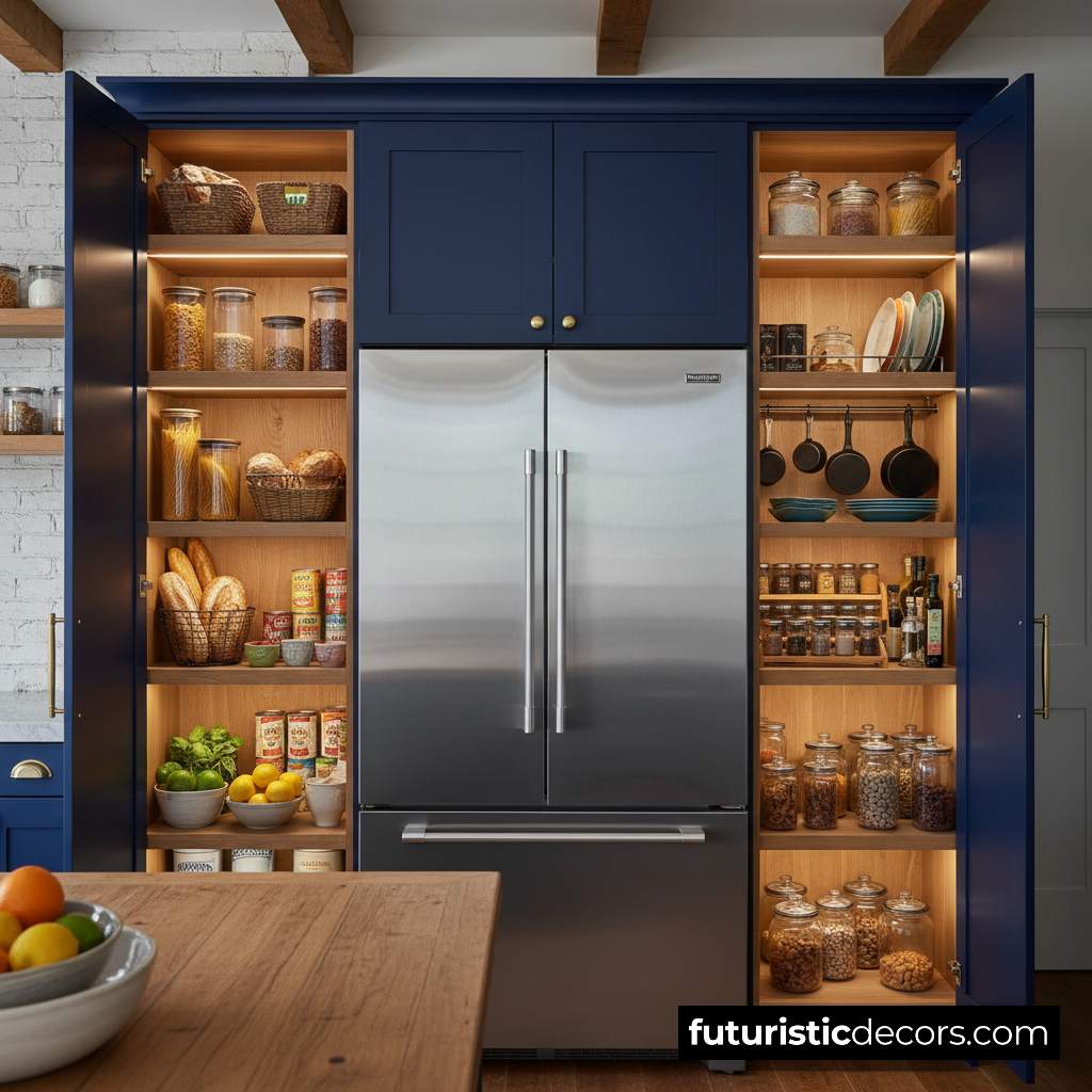 wrap around refrigerator pantry