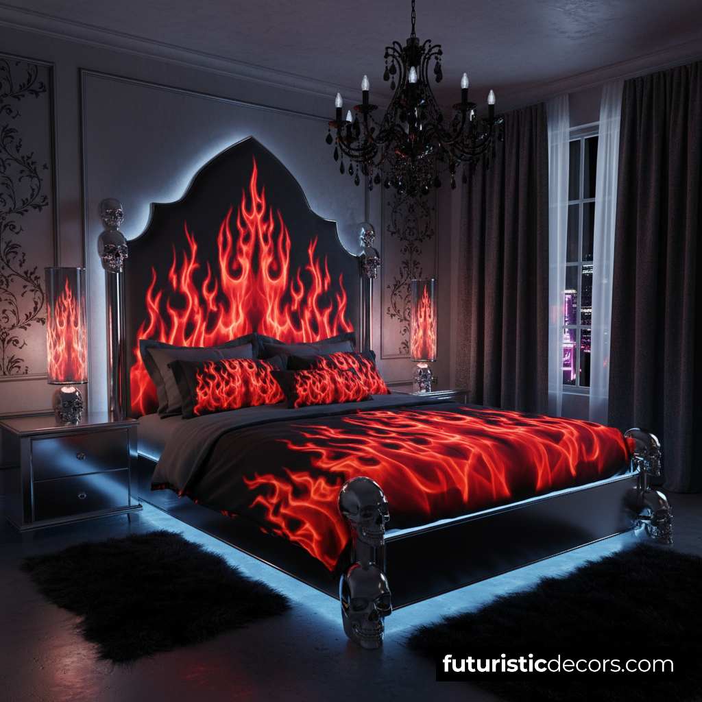flame skull bed
