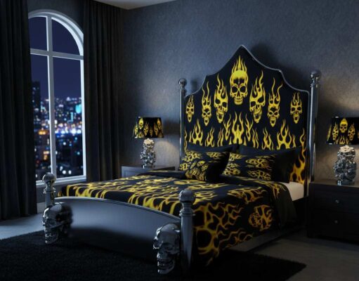 Flaming Skull Bed | Unique Flame Patterns, Colors & Add-Ons flame skull bed