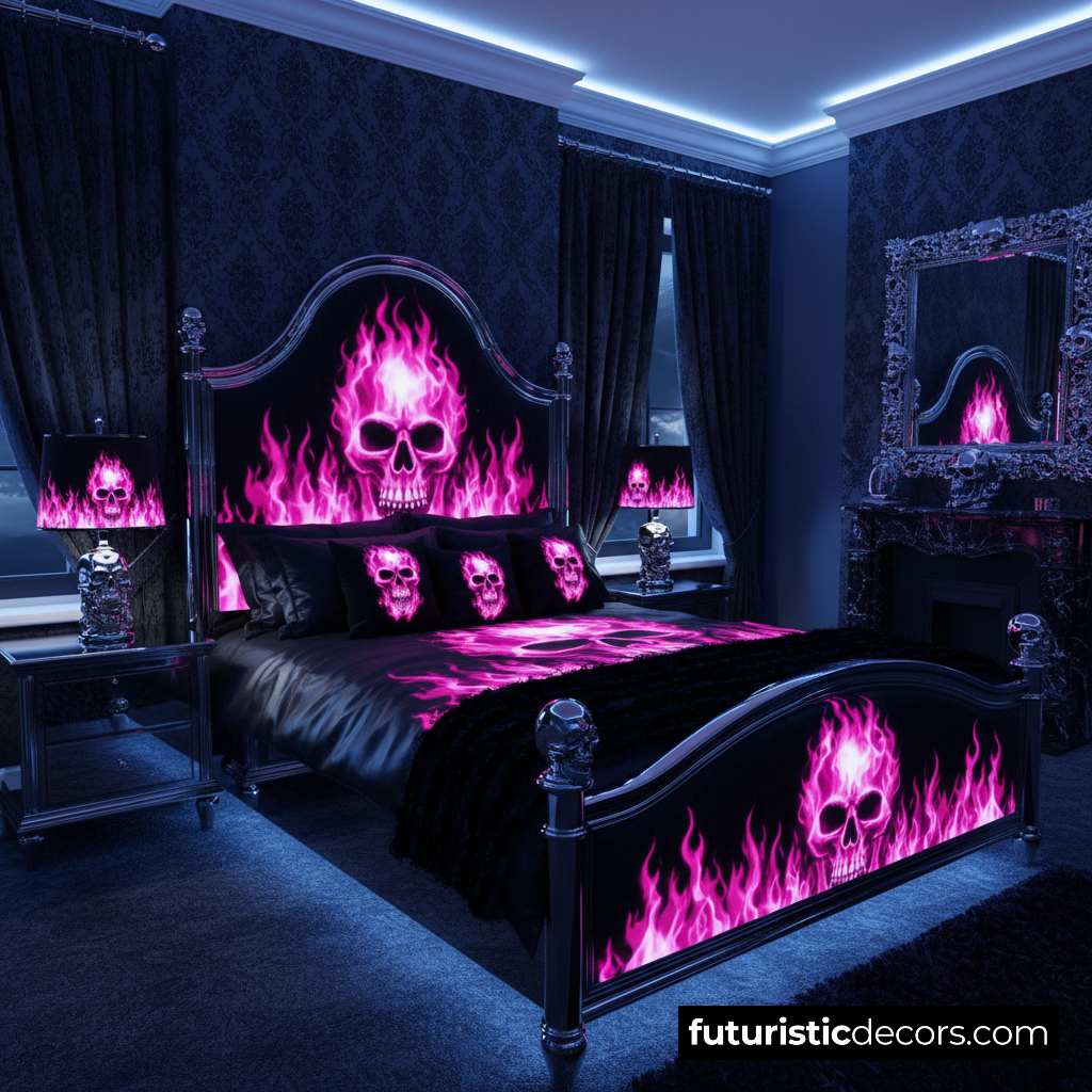 Flaming Skull Bed