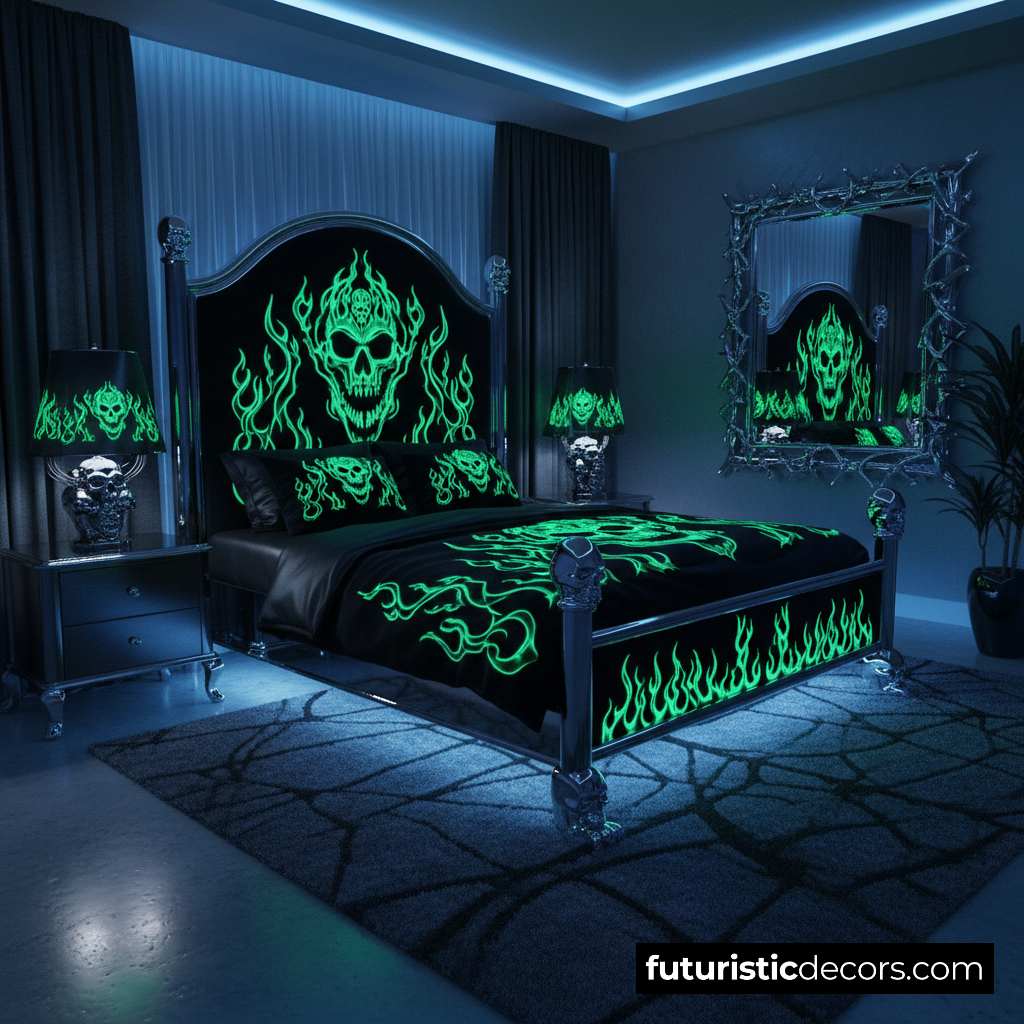 Flaming Skull Bed