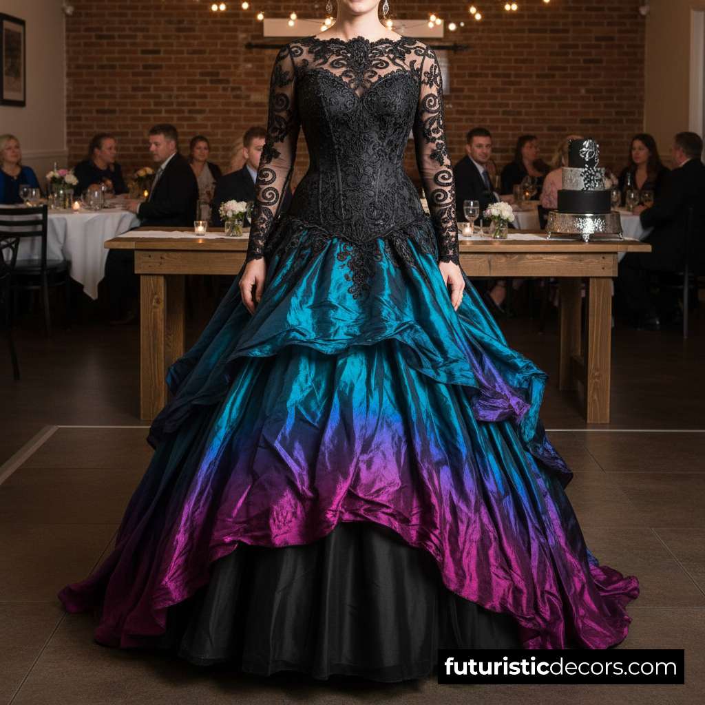 gothic black aurora borealis dress
