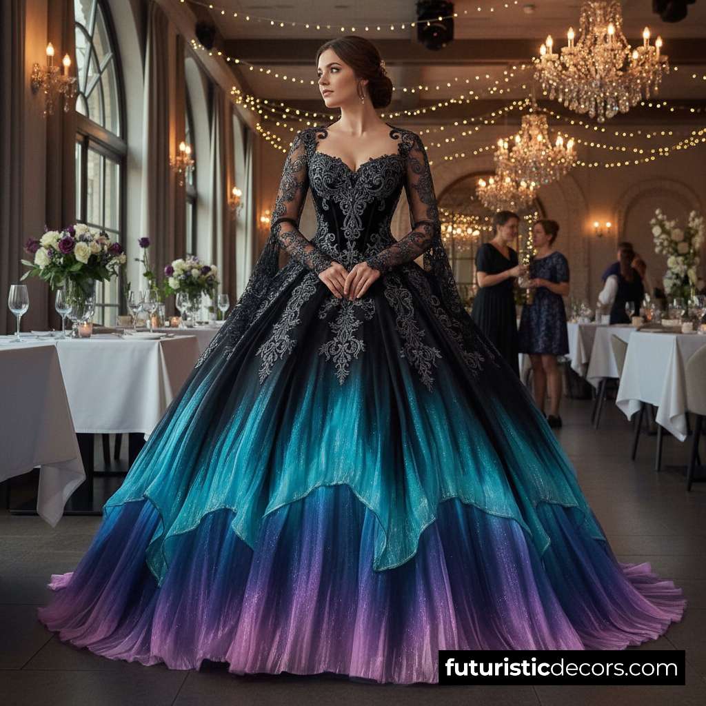 black aurora borealis dress