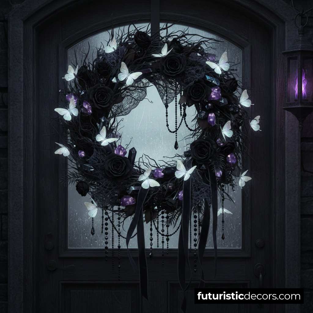 butterfly-themed Christmas wreath