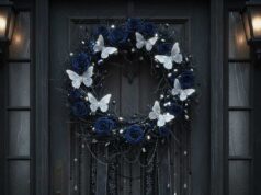 Gothic butterfly Christmas wreath | Dark Elegance for Your Door butterfly-themed Christmas wreath
