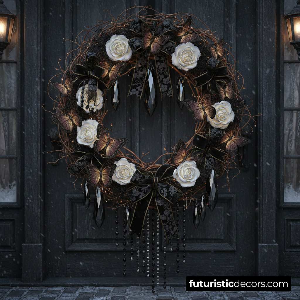 Gothic butterfly Christmas wreath