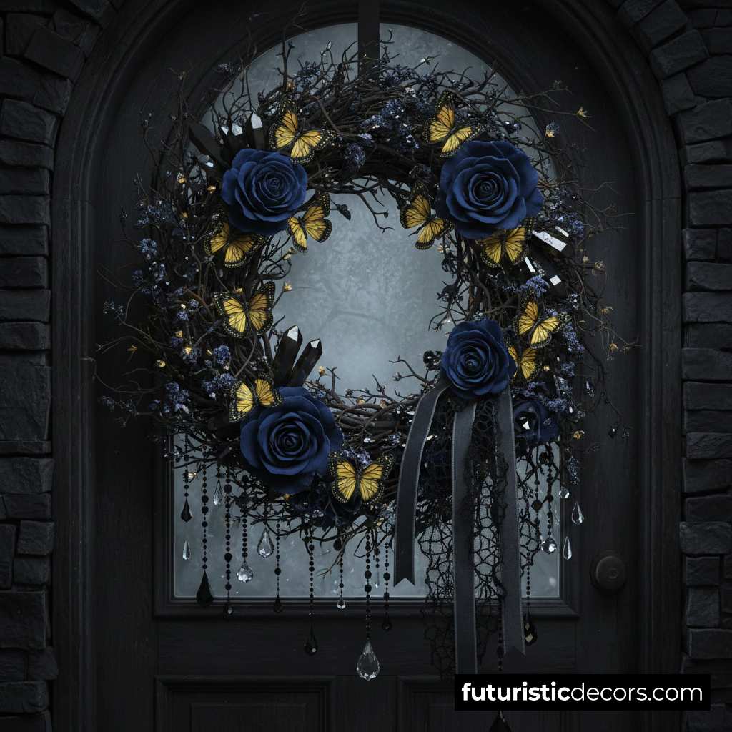 Gothic butterfly Christmas wreath