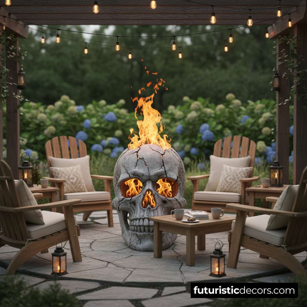 skull-shaped fire pit
