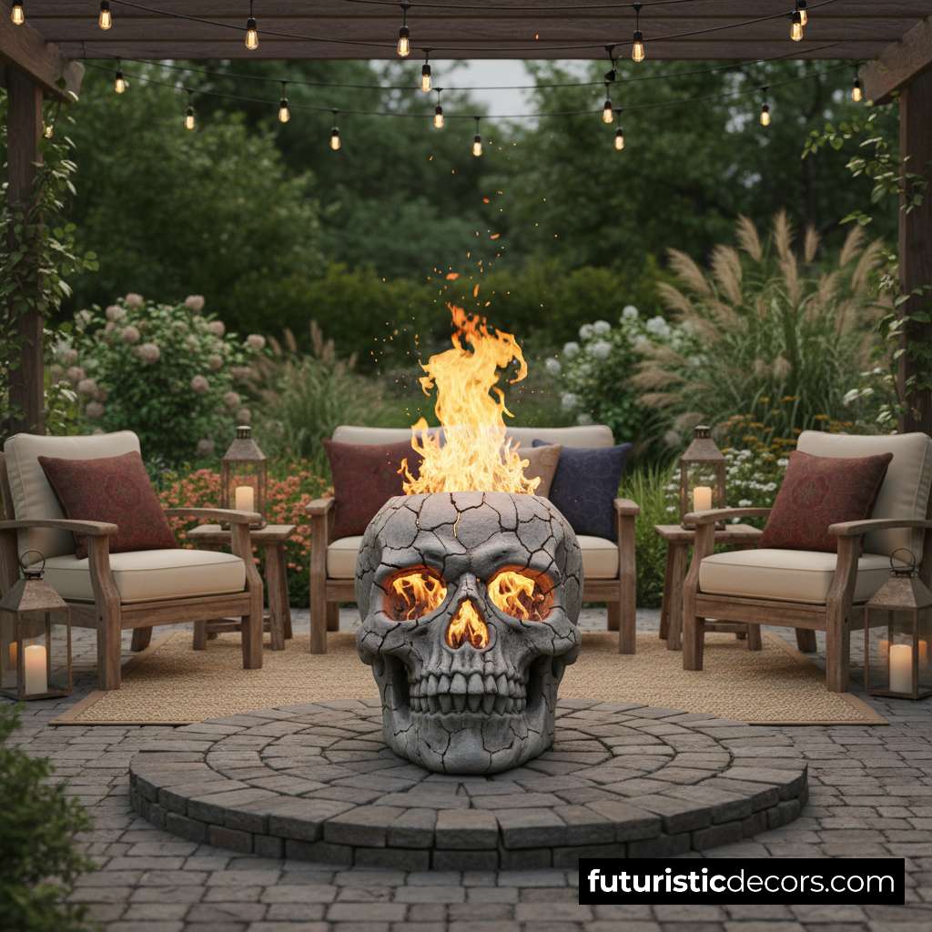 skull-shaped fire pit