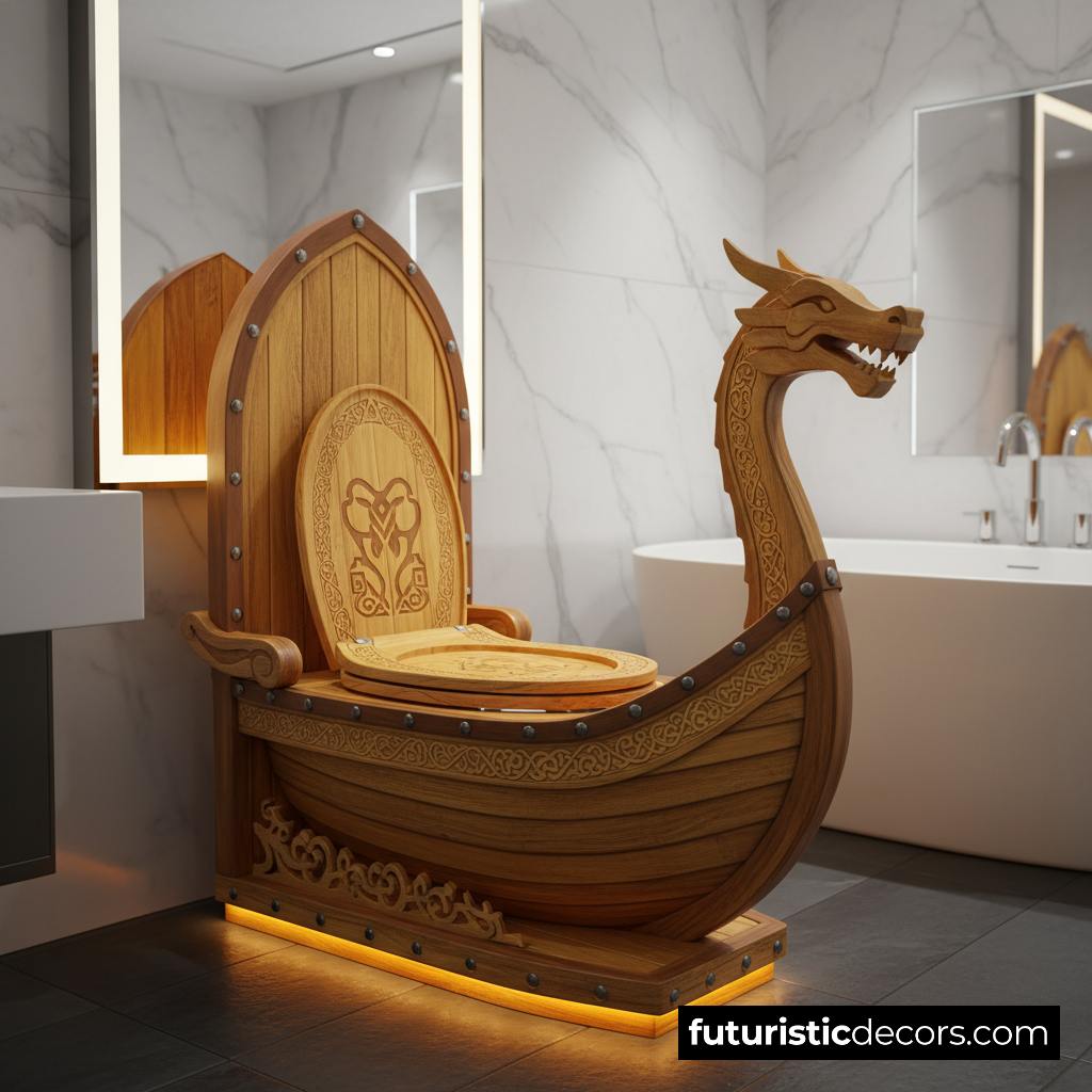 Viking ship shaped toilets