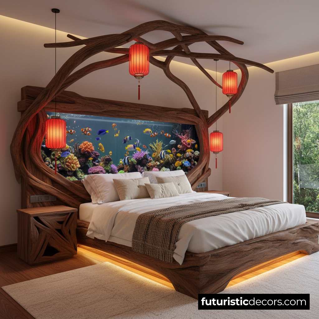 wooden aquarium beds