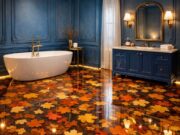 Autumn Leaf Epoxy Floor | Colors, Leaf Placement & LED Effects autumn leaves epoxy flooring
